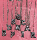 Checkered print letter necklace